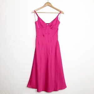 Hello Molly, satin fuchsia, pink Barbie core slip dress